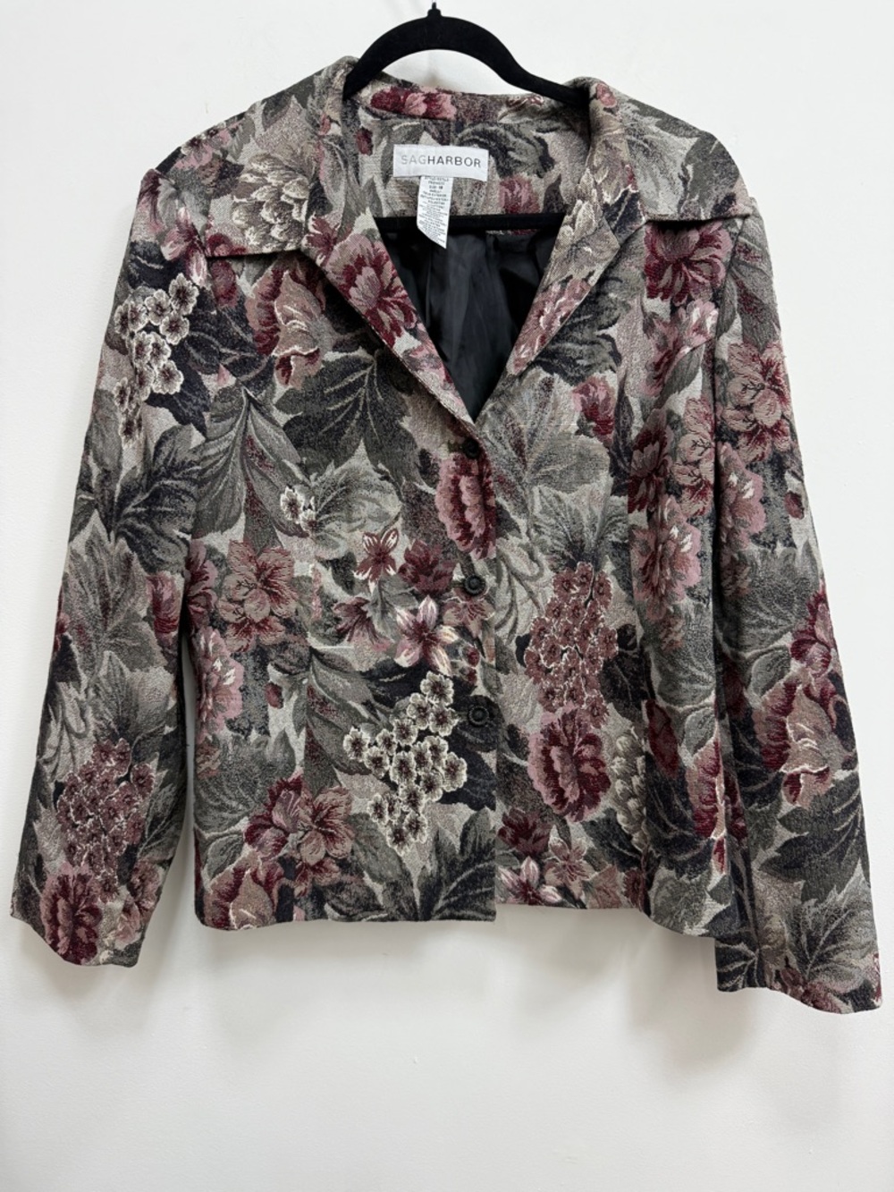 Sag Harbor Floral Jacquard Blazer in Mauve and Gray